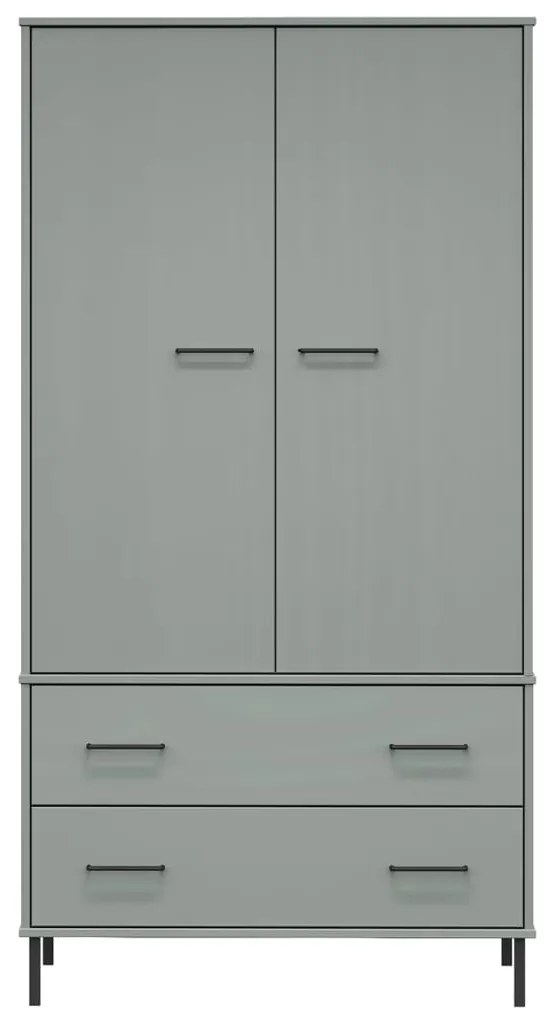 Armadio gambe metallo grigio 90x55x172,5 cm legno massello oslo