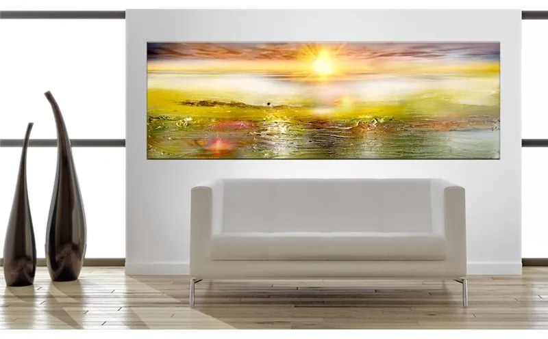 Quadro Sunny Sea  Colore Arancione, Dimensioni e Misure 120x40