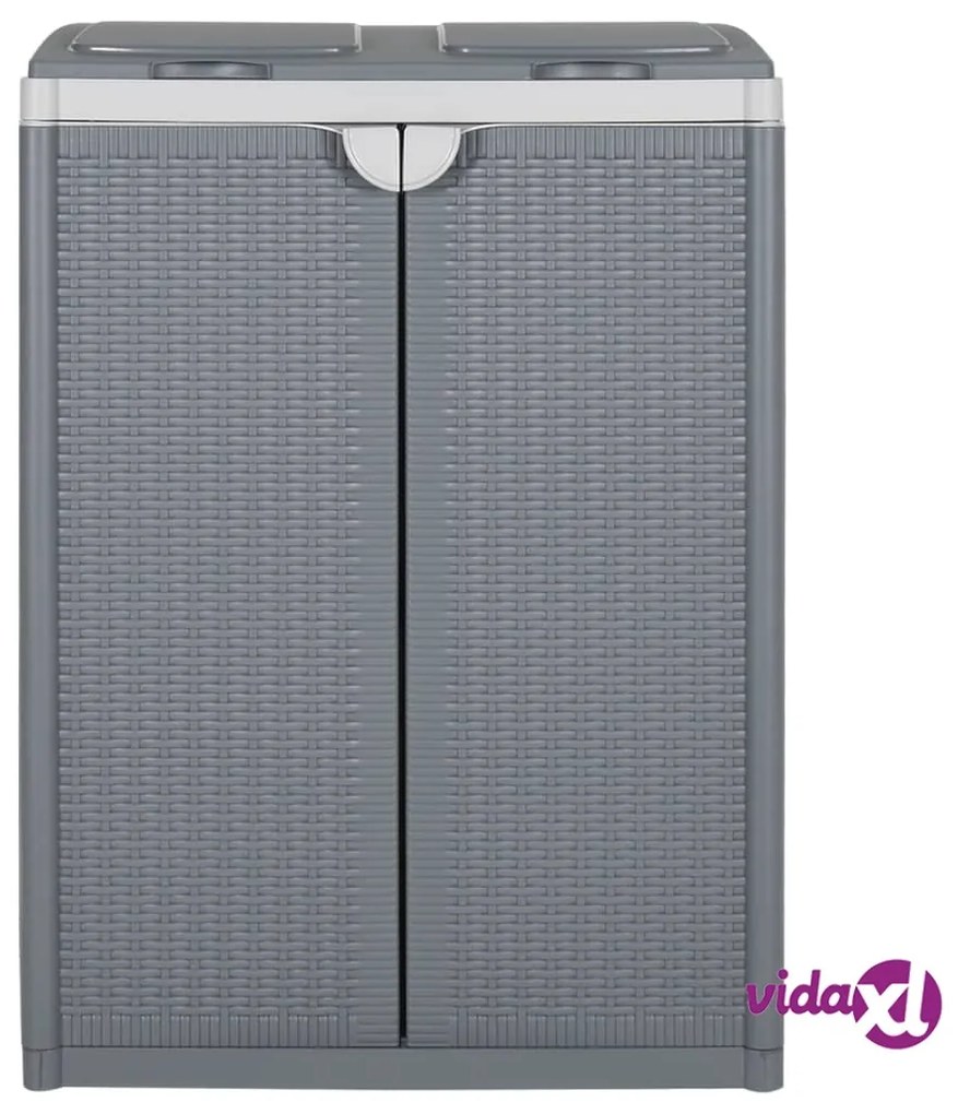 vidaXL Pattumiera a 2 Ante Grigia 65x45x88 cm in PP
