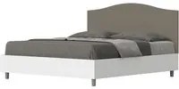 Letto Matrimoniale 160x190 cm struttura bianco frassino testata Gra - Similpelle,Cappuccino,Contenitore