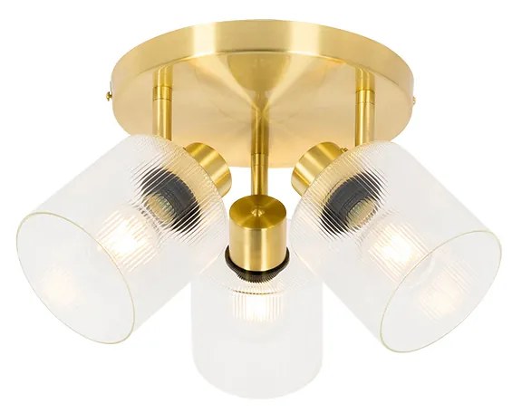 Faretto da soffitto oro con vetro 3 luci orientabile rotondo - Laura