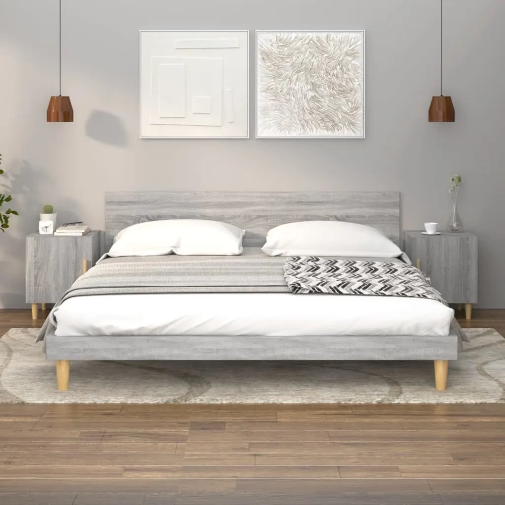 Comodini 2 Pz Grigio Sonoma İn Legno Multistrato /