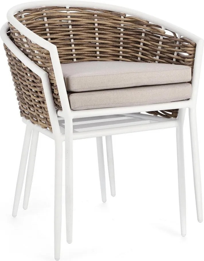 Sedia da esterno bianca in metallo Maribela – Bizzotto