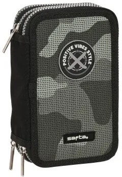 Astuccio per la Scuola con Accessori Safta Stone Nero 12.5 x 19.5 x 5.5 cm 36 Pezzi