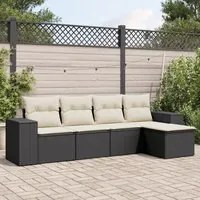 Set Divani da Giardino 5 pz con Cuscini in Polyrattan Nero 3254823