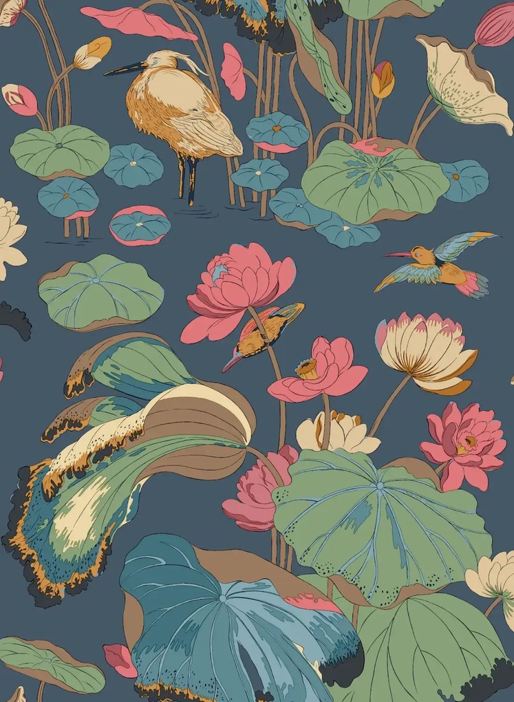GP & J Baker Carta da parati Nympheus - Indigo/ Teal