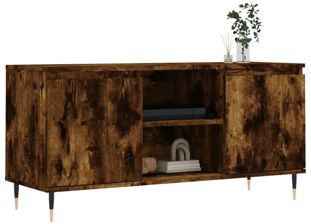 Mobile Porta TV Rovere Fumo 104x35x50 cm in Legno Multistrato