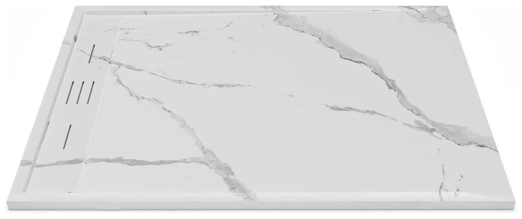 Piatto doccia extrapiatto appoggio o incasso tagliabile 140x90cm Resina SMC Bianco marmorizzato - LYROSA