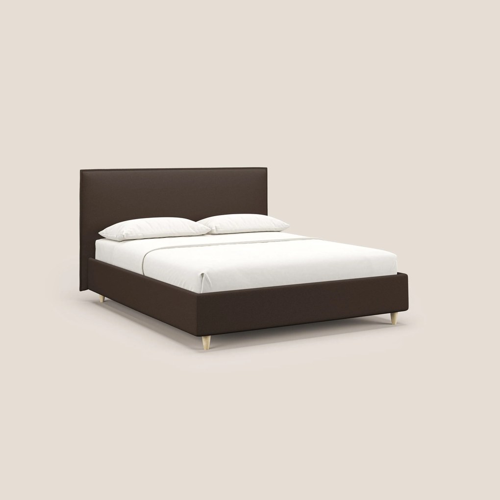 Costanza letto contenitore e sfoderabile in tessuto misto cotone impermeabile T13 marrone