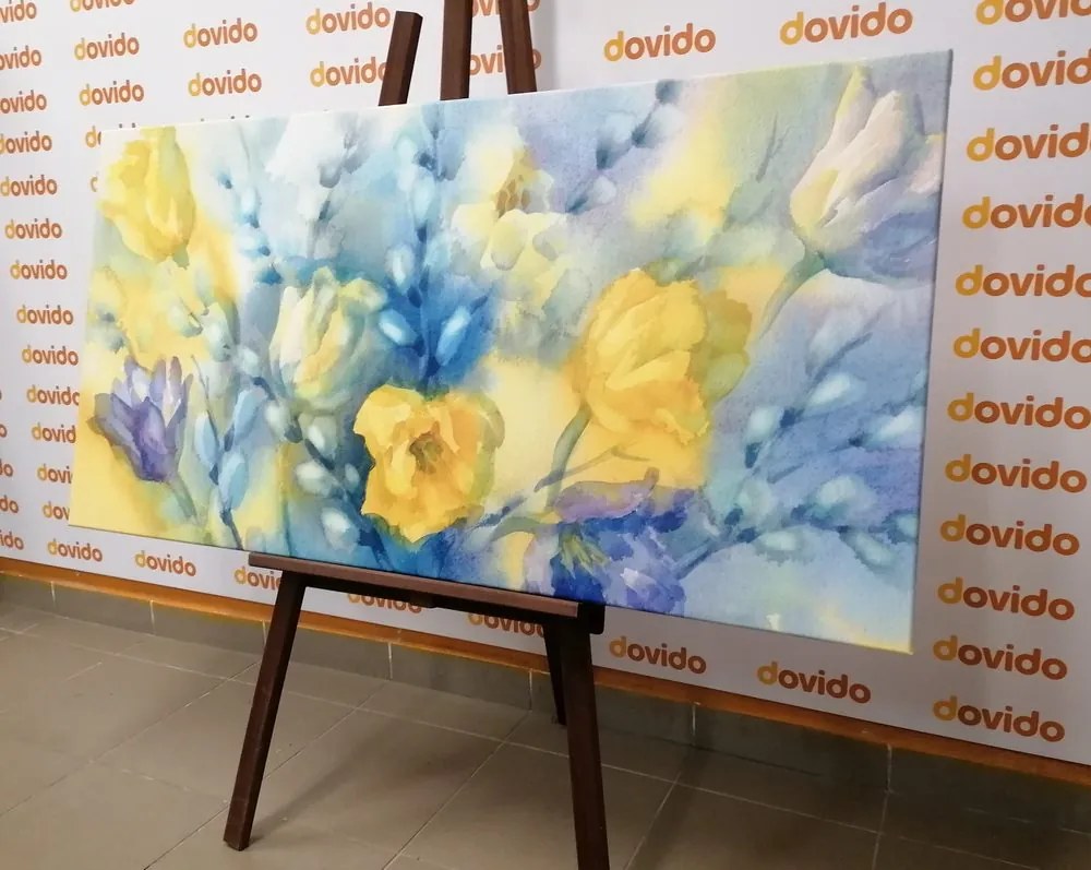 Stampa su tela – Tulipani gialli in acquerello