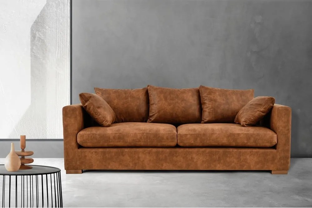 Divano in similpelle marrone cognac 225 cm Hamburg - Scandic