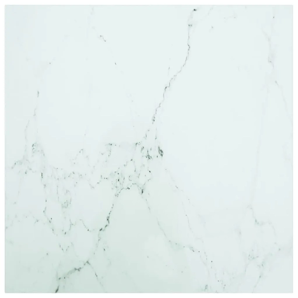 Piano Tavolo Bianco 70x70 Cm 6 Mm Vetro Temperato Design Marmo /
