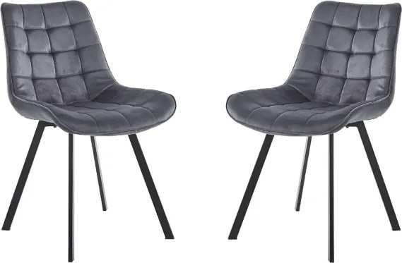 Sedia da pranzo in velluto Grigio Scuro e gambe metallo nero - Roma 2 sedie