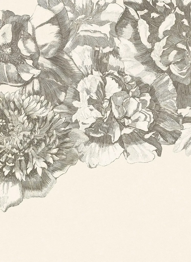 Eijffinger Carta da parati panoramica Flower Fall - Black/ White