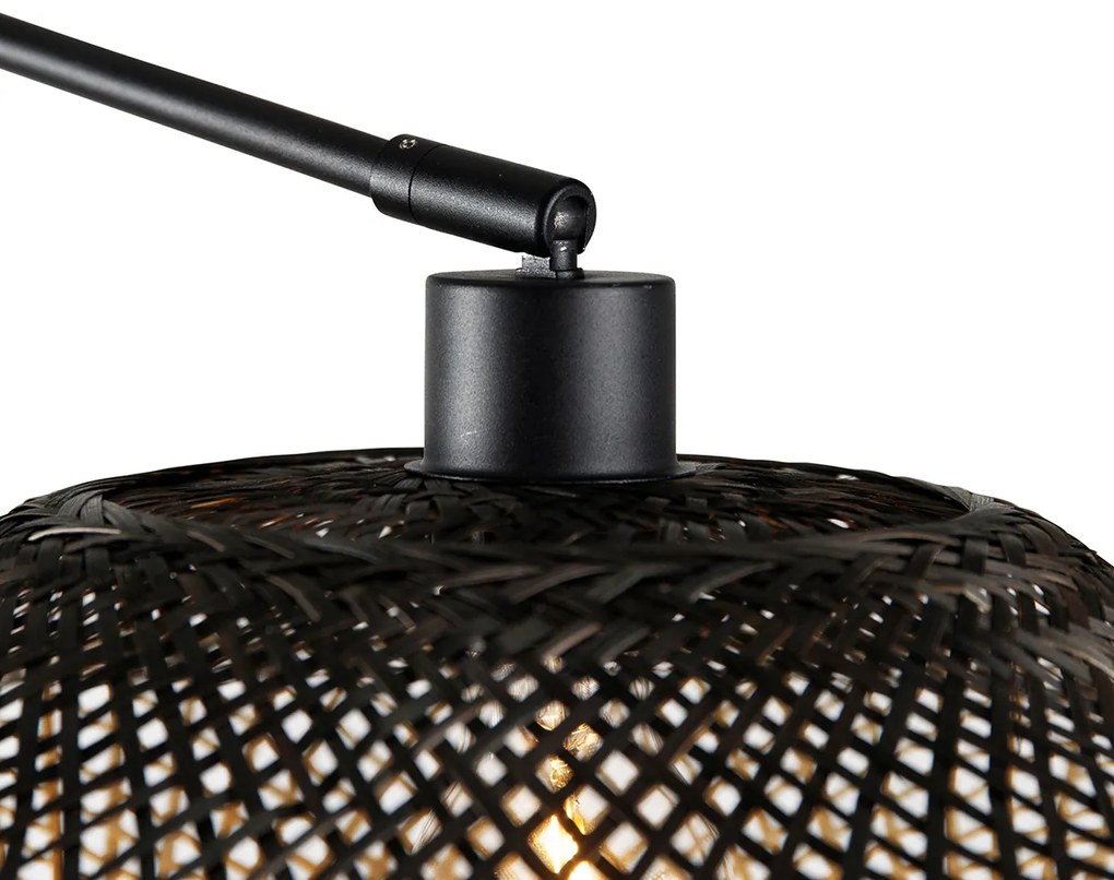Applique da parete nera con paralume in rattan 50 cm regolabile - Blitz