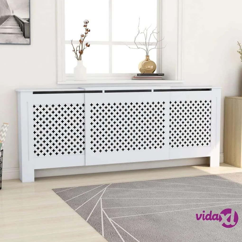 vidaXL Copertura per Radiatore Bianca in MDF 205 cm