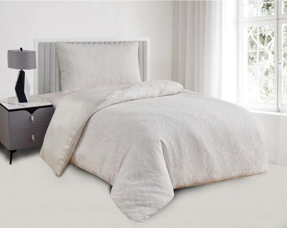 Biancheria da letto singola jacquard beige 140x200 cm Florida - My House