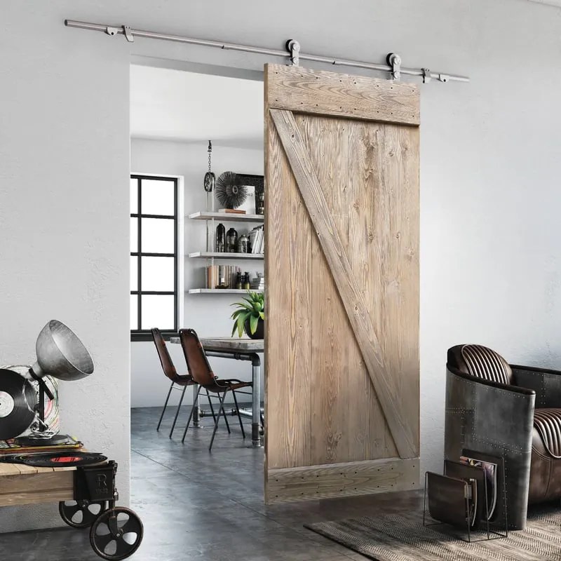 Porta scorrevole reversibile Horse chiara in legno beige, L 86 x H 215 cm, con binario Toledo