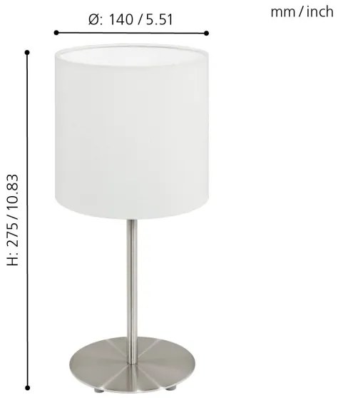 Eglo 54744 - Lampada da tavolo ANADIA 1xE14/40W/230V bianco/cromo opaco