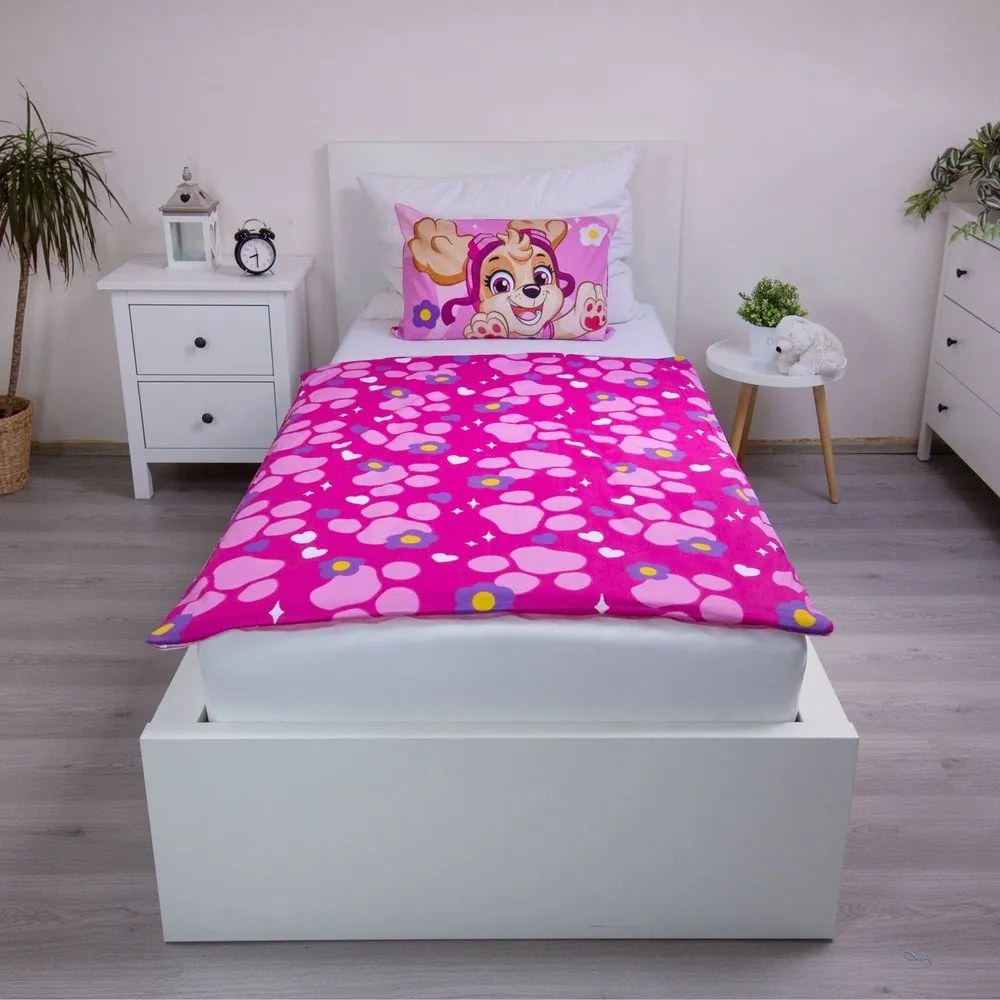 Set copripiumino e federa da bambini rosa in cotone per culla 100x135 cm Paw Patrol "Pawsome friendships grow" – Jerry Fabrics