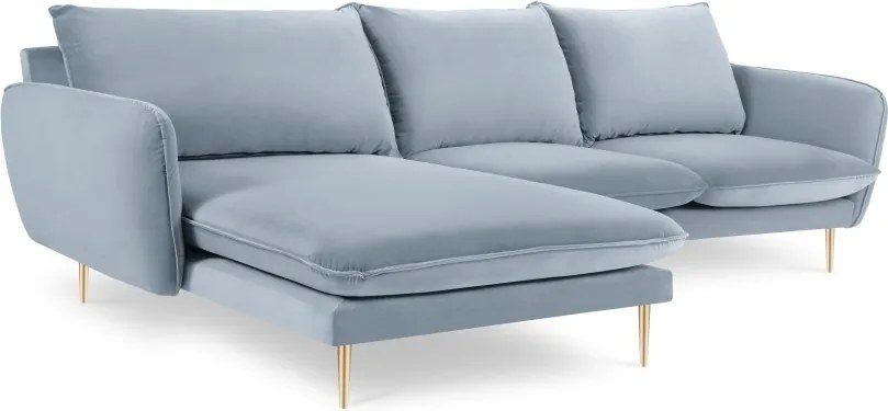 Divano angolare Vienna 5 posti in velluto con gambe oro - L255cm