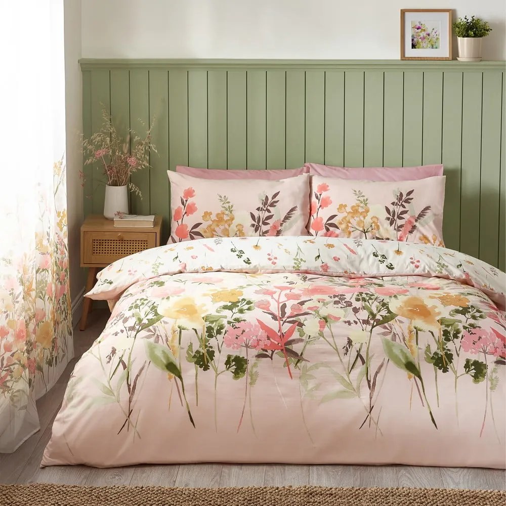 Set copripiumino e federa rosa per letto matrimoniale e per letto esteso 230x220 cm Countryside Floral – Catherine Lansfield