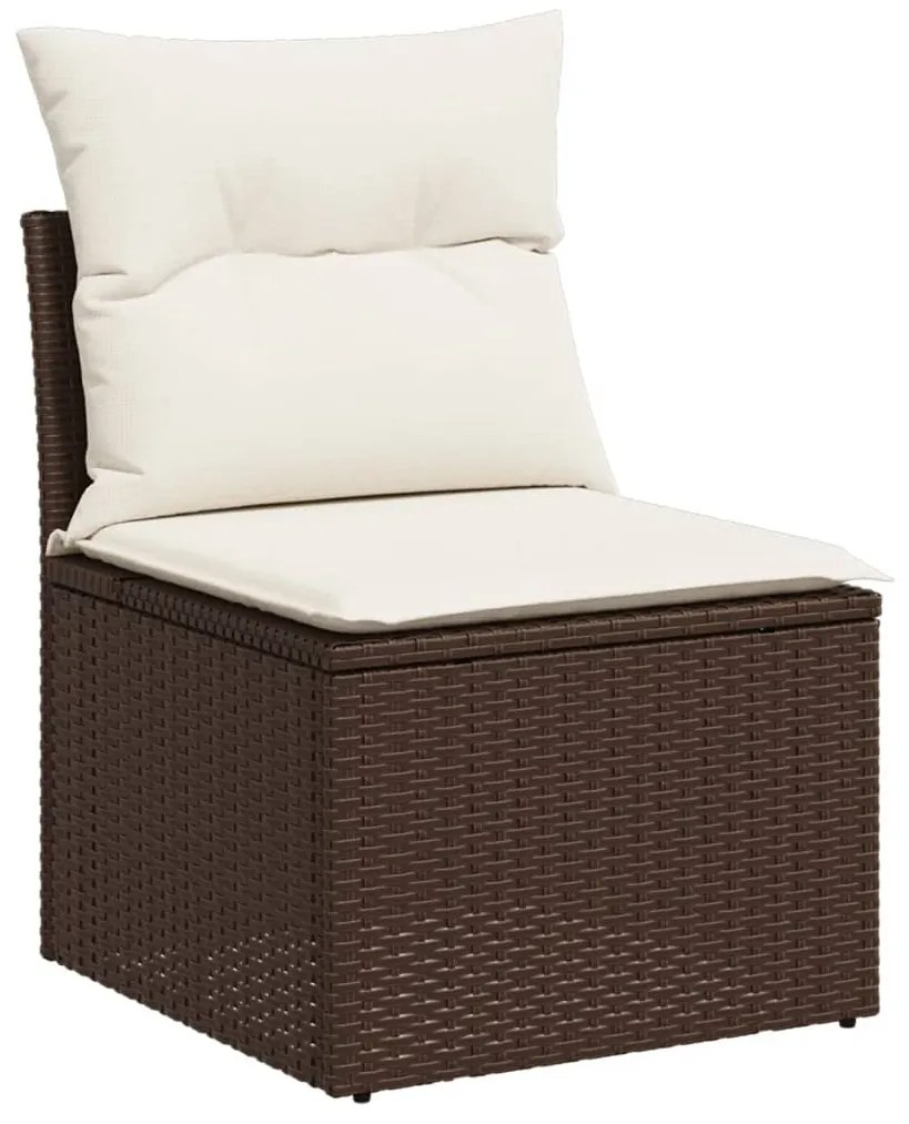 Set divani da giardino 7 pz con cuscini marrone in polyrattan