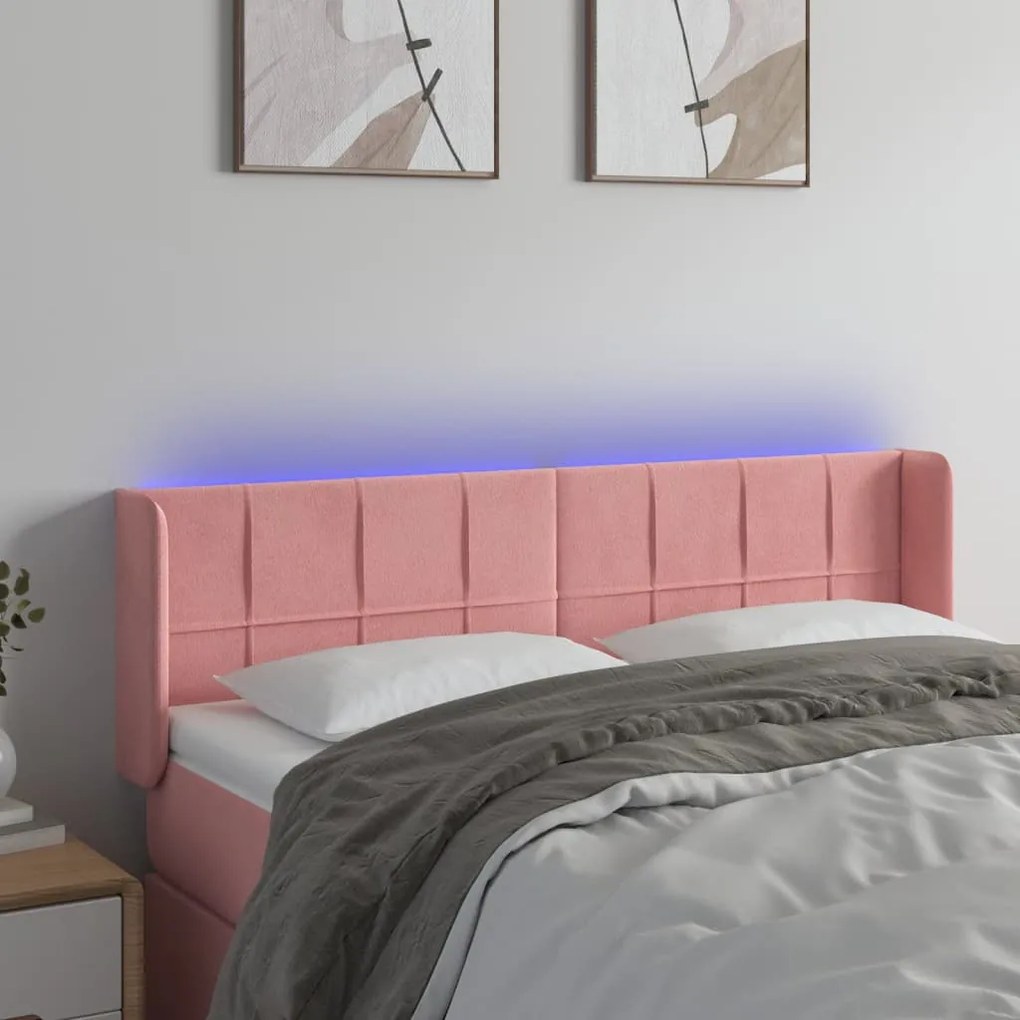 Testiera A Led Rosa 147x16x78/88 Cm İn Velluto /
