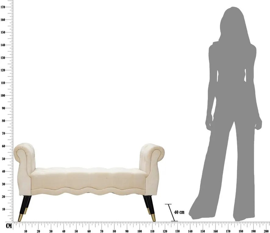 Panchina color crema con rivestimento in velluto Paris – Mauro Ferretti