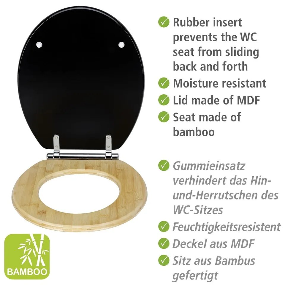 Sedile per WC con chiusura automatica 37 x 44 cm Bambusa - Wenko
