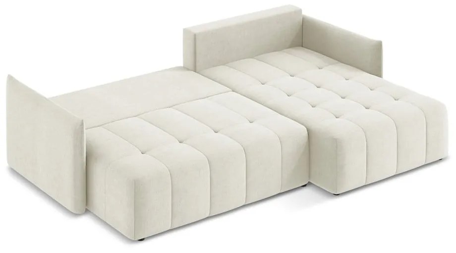 Divano angolare beige allungabile/con contenitore (con penisola a destra/con chaise lounge) Moku – Makamii