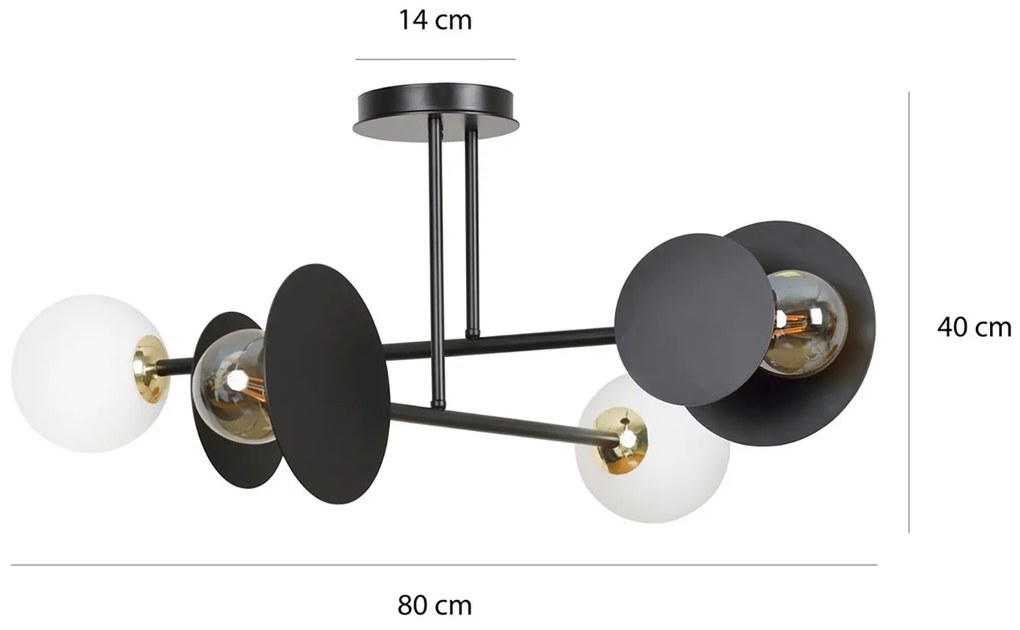 Plafoniera Moderna Inari Acciaio Nero 2 Luci E27 Ip20