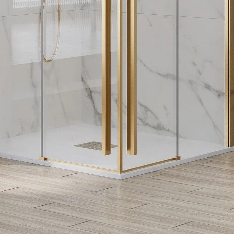 Kamalu - Box doccia 70x90 colore oro satinato doppio scorrevole vetro 8mm | KSA1000G