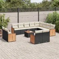 Set Divani da Giardino 13pz con Cuscini Nero in Polyrattancod mxl 89973