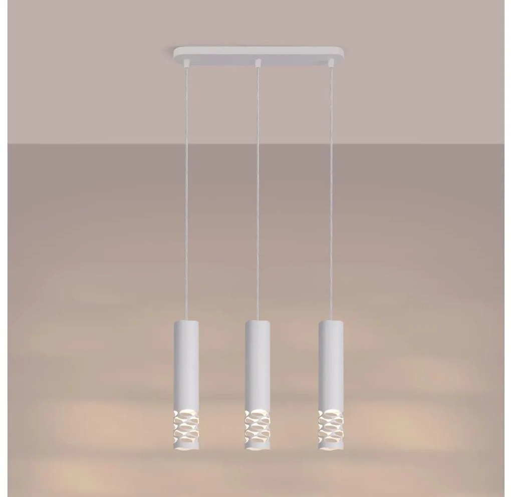 Sollux SL.1693 - Lampadario a sospensione con filo LIRO 3xGU10/10W/230V bianco