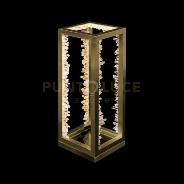 Lampada da tavolo rettangolare quartz halo, oro satinato, led 30w, ...