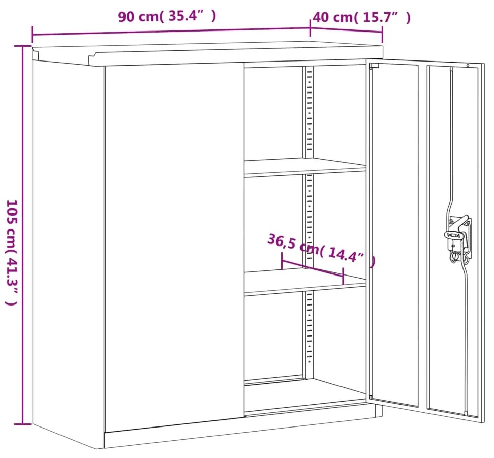 Armadio Classificatore Antracite 90x40x105 cm in Acciaio