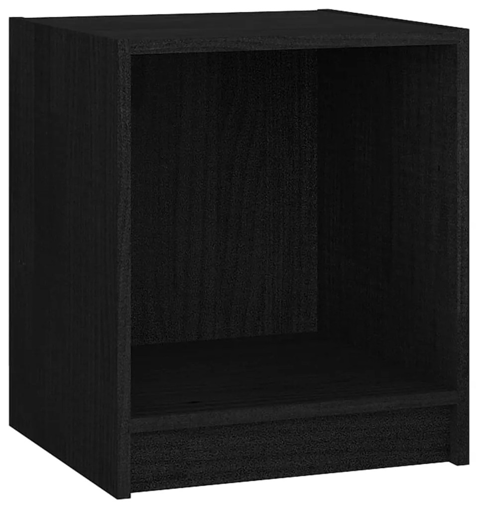 Comodino Nero 35,5x33,5x41,5 cm in Legno Massello di Pino