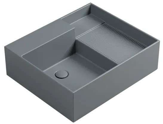 Lavabo da appoggio Nobu COLAVENE rettangolare piletta non inclusa in ceramica L 60 x H 21 x P 50 cm grigio opaco piletta non inclusa