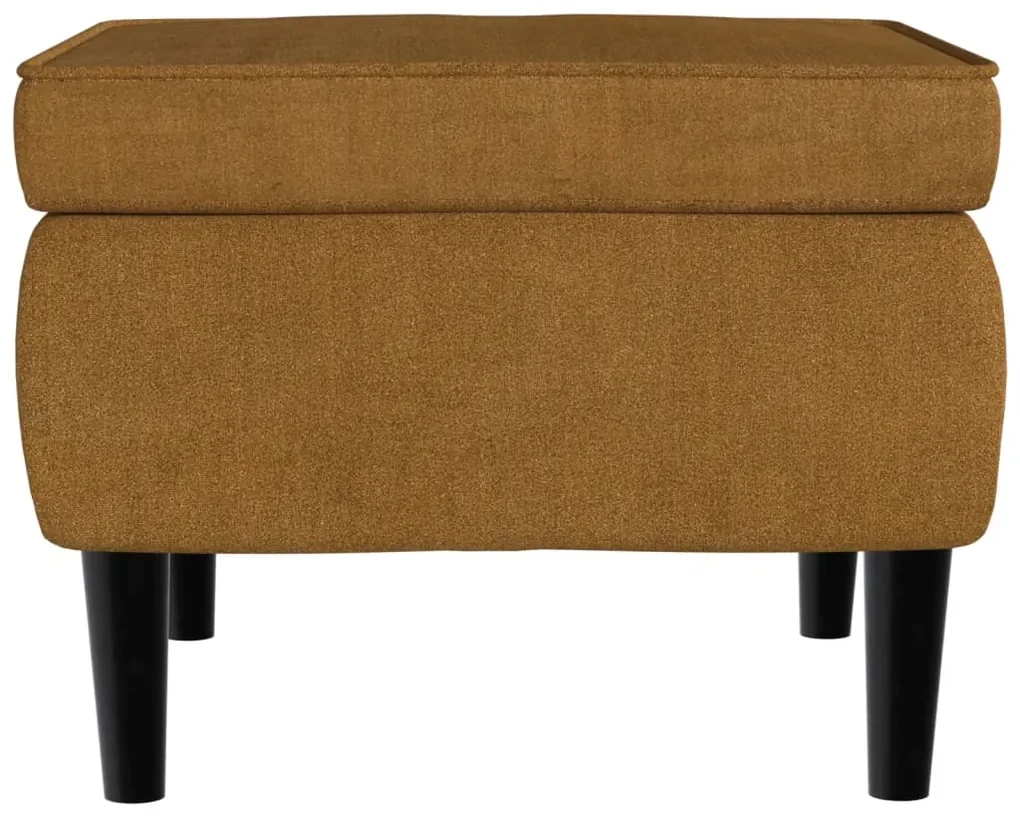 Poggiapiedi con gambe in legno marrone in velluto