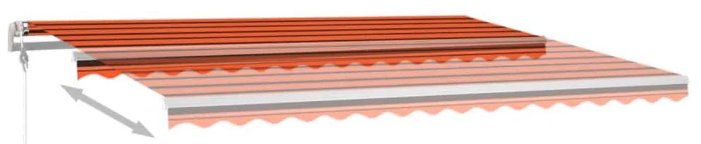 Tenda da Sole Retrattile Manuale LED 4x3 m Arancione Marrone