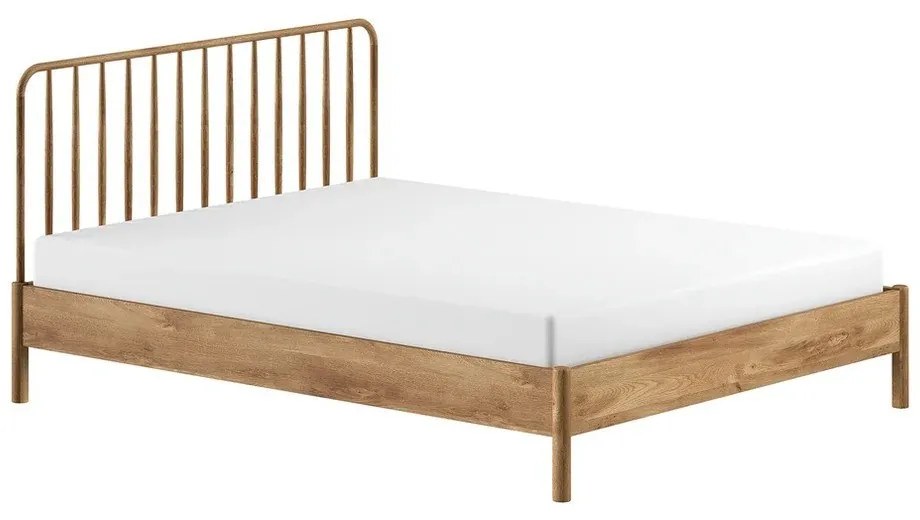 Letto matrimoniale di colore naturale in rovere massiccio rete non inclusa 180x200 cm Olive Spindle – Vipack