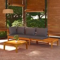 Set Divani Giardino 3 pz con Cuscini Grigio Scuro Legno Acacia cod mxl 38256