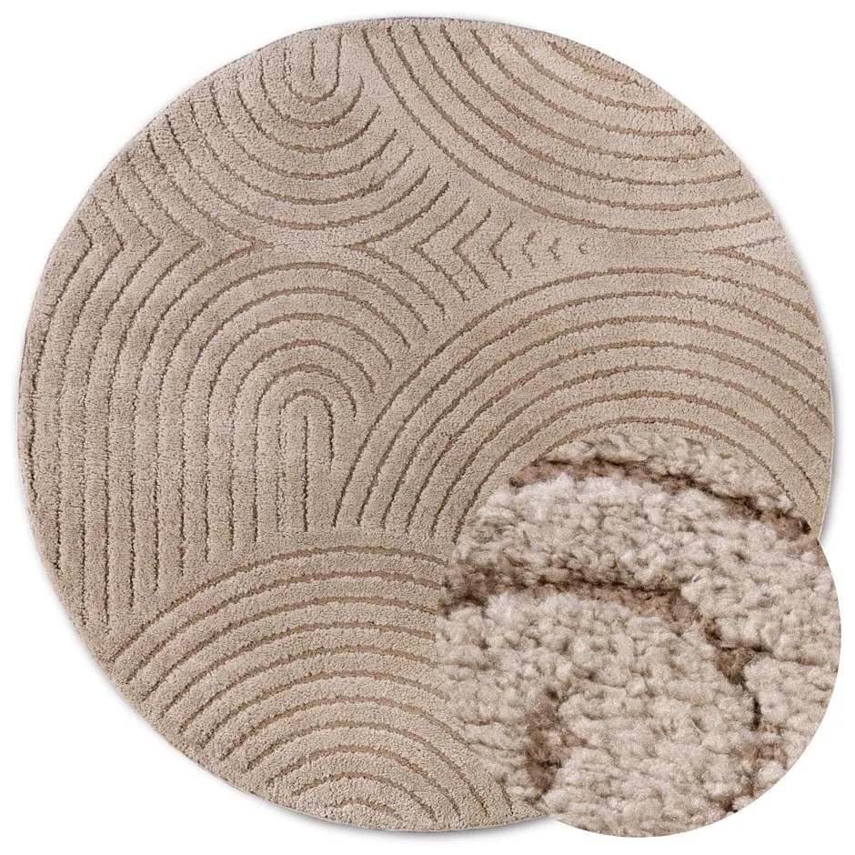 Tappeto rotondo grigio tortora ø 160 cm Panglao New York Taupe – Elle Decoration