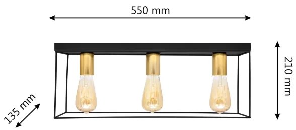 Plafoniera FINN 3xE27/15W/230V nero/oro