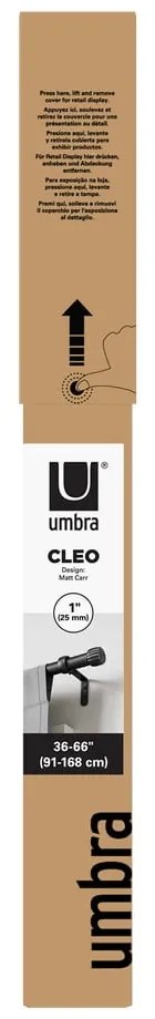 Bastone per tende nero opaco in acciaio regolabile 91 - 168 cm Cleo – Umbra