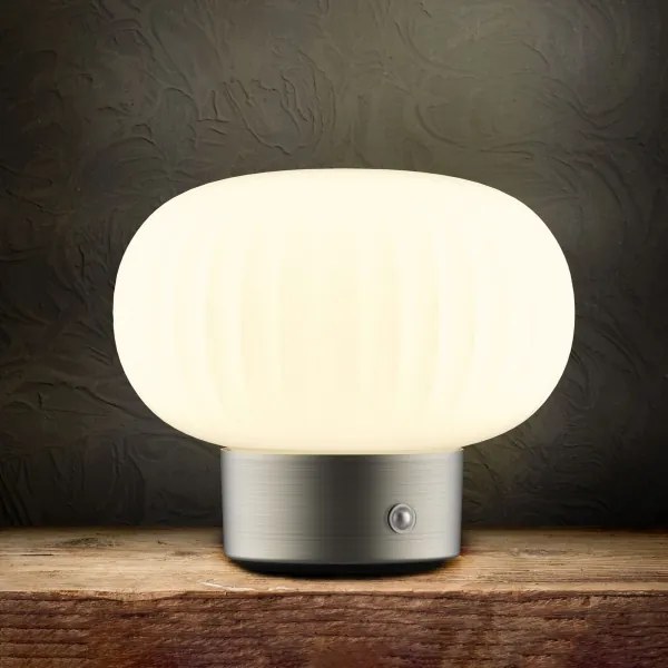 Lampada da tavolo LED dimmerabile con funzione Touch LATTE LED/1,8W/5V USB 2000 mAh cromo/bianco