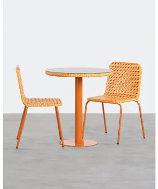 Set di un Tavolo Rotondo e 2 Sedie in Alluminio e Rattan Sintetico da - The Masie