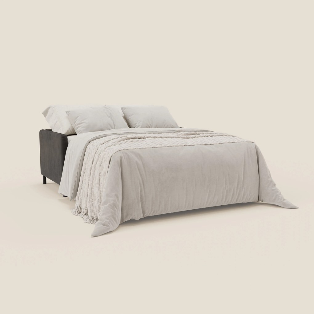 Narciso divano letto desing con materasso H18 cm bicolore con struttura in microfibra smacchiabile e imbottiture in elegante tessuto impermeabile T06 nero - ocra