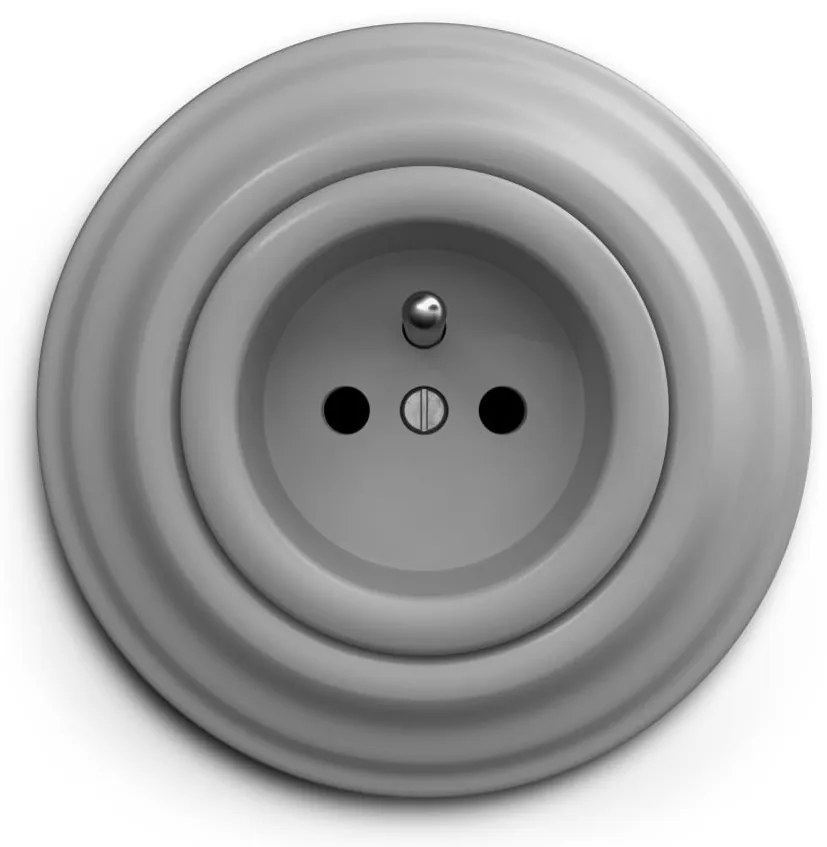 Kliklap - Presa da parete in stile retrò con cornice, 230 V, grigia